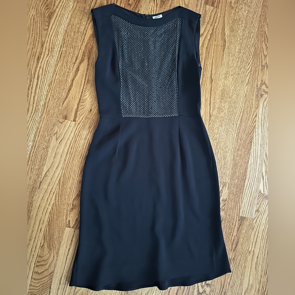 L’Agence Black Dress with nude mesh front.
